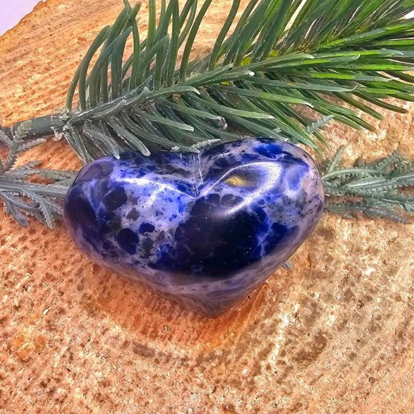 Beautiful Blue Sodalite Stone Carved 2" Heart Palm Stone - Picture 8 of 10